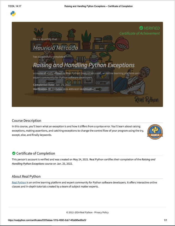 Raising and Handling Python Exceptions